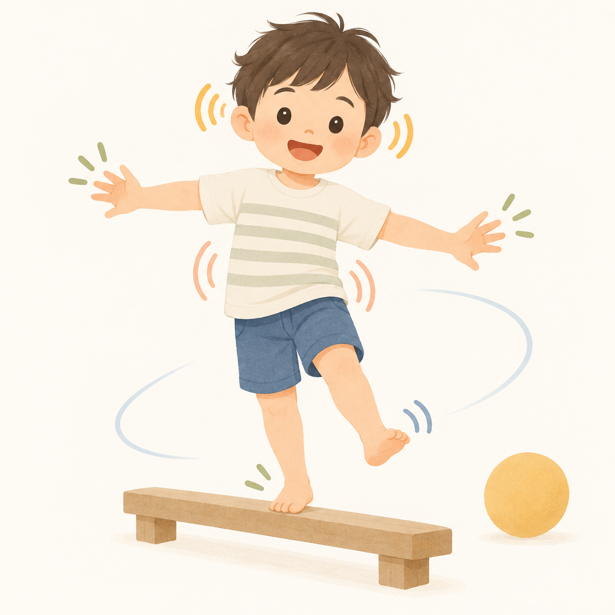 バランスをとりながら体を動かす子どものイメージ